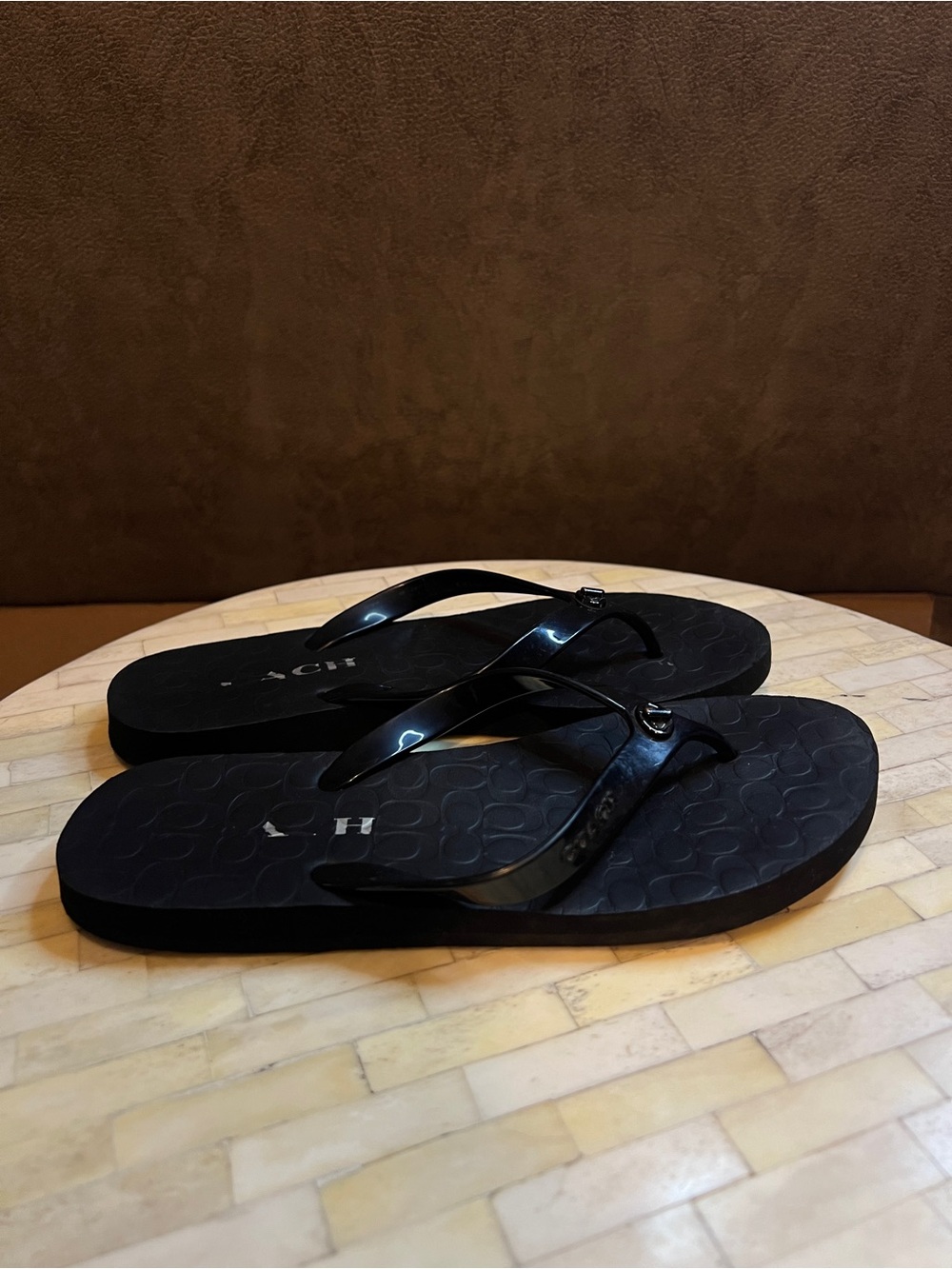Coach Black Women's Flip Flop Sandals - Classic Gloss Strap - Picture 3 of 6